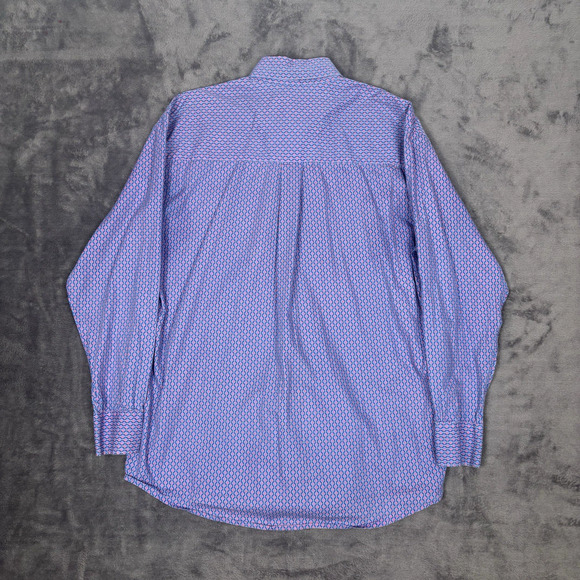 Wrangler George Straight Collection Men's Size Medium Blue Geometric Long Sleeve - Picture 2 of 5